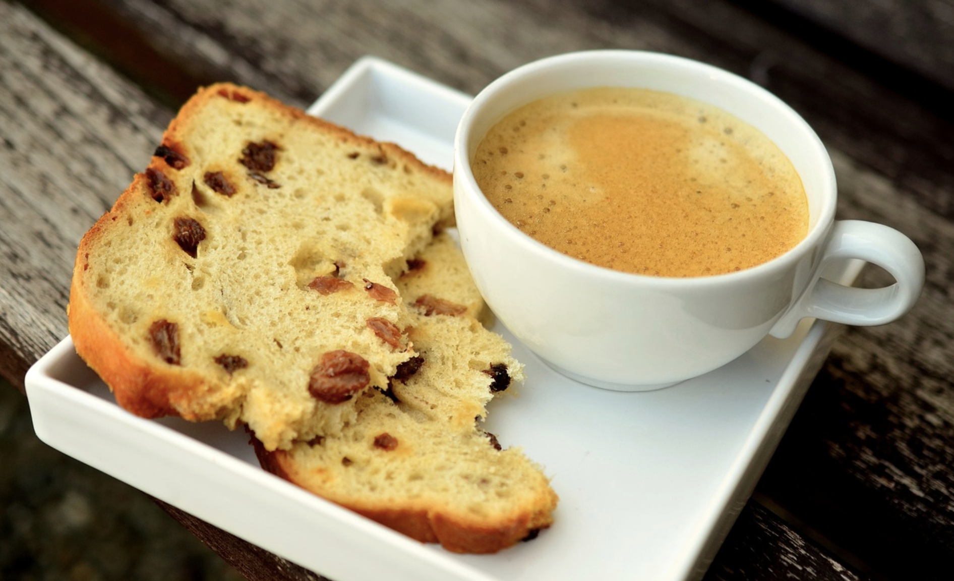 coffee and sliced of bread